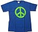 PEACE SIGN - Neon Green on Blue T-shirt