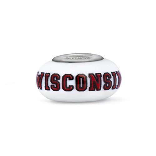 Wisconsin Badgers Fenton Glass Bead Fits Most European Style Charm Bracelets