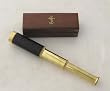10" Hand Held Brass Telescope w/ Wooden Box & 3x Magnification Nautical Ship