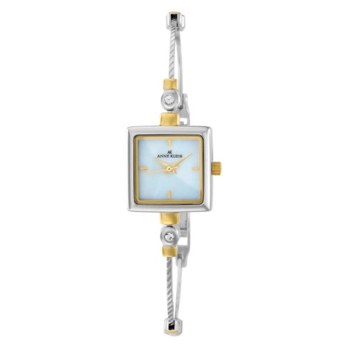AK Anne Klein Women's 109117MPTT Square Swarovski Crystal Accented Two-Tone "Illusion" Bangle Watch
