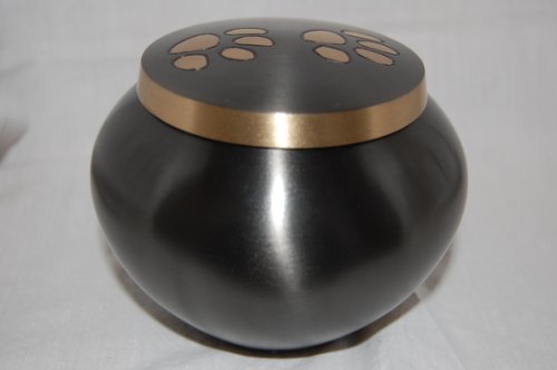 Pet Cremation Memorial Urn- Paw Prints Solid Brass