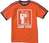 GAME OVER Funny Marriage - Memphis Striped T-shirt, Orange
