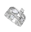 Sterling Silver Rhodium Ring with Clear CZ - Size: 6-9