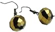 Dazzling Bronze Fire Polished Faceted Crystal Bead Drop Earrings with Black/Gunmetal Hooks