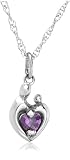 Sterling Silver Mother & Child February Birthstone Pendant by Janel Russell, 18