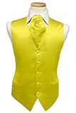Tuxedo Vest - Solid Satin with Matching Pin Ascot, Lemon