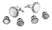 Jewelry : Silver plated and mother of pearl rope edge cufflinks and shirt studs formal set with presentation box. Made in the U.S.A
