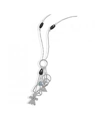 MMA Silver - 25 inch Black Onyx and Multicharm Necklace