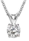 Classical 9 ct White Gold Ladies Solitaire Diamond Pendant + Chain Brilliant Cut 0.25 Carat H-I1 - 8mm*3mm