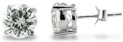 Sterling Silver 4.0 CTW Round CZ Basket Earrings