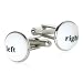 Left Right White Silver Cufflinks with Presentation Box