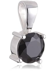 VINANI brand Germany 925 Sterling Silver Women Pendant round Stone Zirconia black in shiny frame AKZS-EZ