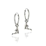 Sterling Silver Dangling Dolphin Small Hoop Earrings