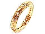 Diamond Engraved Dome Stacking 18k Yellow Gold Ring, CTW 0.55 Ring Size 6