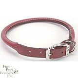 Coastal Pet Circle T Oak-Tanned Rolled Leather Dog Collar (Red, 24 inch L x 1 inch W)