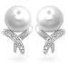 14k Gold Freshwater Pearl Diamond Stud Earrings