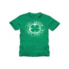 St. Patrick's Day 10% Irish 100% Drunk Distressed Green Adult T-shirt Tee