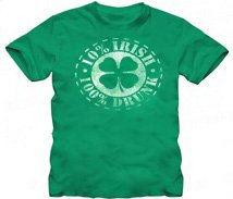 St. Patrick's Day 10% Irish 100% Drunk Distressed Green Adult T-shirt Tee
