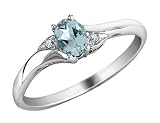 Aquamarine Ring with Diamonds in 10K White Gold