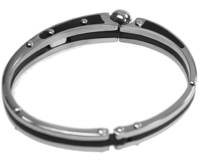 Click here to buy 316L Stainless Steel Bracelet Steel bangle with Black by ToltecTraders.com.