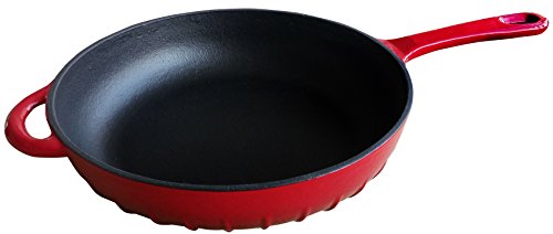 Enameled Cast Iron Fry Pan, Metallic Red (10 inch) - Utopia Kitchen