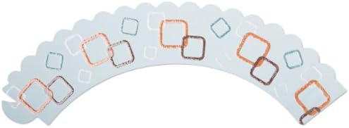 EuroQuest Imports Deco Cupcake Wraps with Squares Design, Blue, 12-Pack