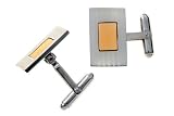 Sterling Silver and 14K Yellow Gold Rectangular Cuff Links