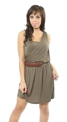 Fifth Culture Olive Belted Jersey Knit Draped Tank Dress
