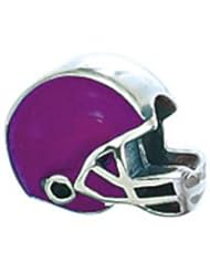 Sterling Silver Purple Football Helmet Zable Bead Charm BZ2146