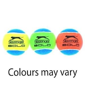 Slazenger Solo 3 Pack Tennis Balls - 3 Balls (x1 Yellow/Blue, x1 Green/Blue, x1 Red/Blue)
