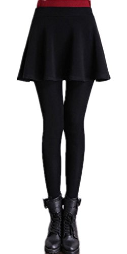 Mullsan® Women Winter Super Warm Velvet Stretchy Skirt Leggings (Black)