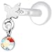 Silver 925 Butterfly Aurora Dangling CZ Tragus Earring