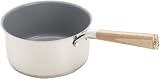 Sitram - Ecolo Verde - Casserole Inox - Intérieur Céramique - 2,30 L - Poignée Bamboo - Diamètre: 18 cm