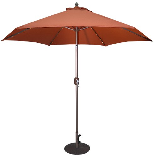 patio umbrella-TropiShade TropiLight LED 9-Feet Bronze Aluminum Market Umbrella