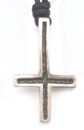 Rejection INVERTED CROSS Silver Tone PEWTER Pendant Necklace