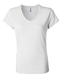 Bella Women's V-Neck Jersey T-Shirt B6005, Large, White