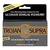 Trojan Supra Ultra Thin MicroSheer Polyurethane Lubricated Premium Condoms, 6/Pack, 6 Ea