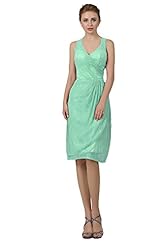 Sexy V-neck Sheath Sleeveless Open-Back Lace Knee Length Evening Dress/Bridesmaid Dress/Prom Dress/Party Dress 