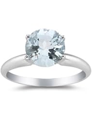 0.52 Cts Sky Blue Topaz Solitaire Ring in 18K White Gold