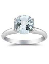 1.42 Cts of 7 mm AAA Round Sky Blue Topaz Solitaire Ring in 14K White Gold