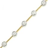 Round Bezel Set Link Diamond Tennis Bracelet 1.51cttw