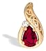 14K Yellow Gold Pear Created Ruby and Diamond Pendant