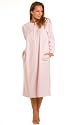 Ladies Camille Pink Full Zip Front Womens Rose Embroidery Housecoat Size 10-22