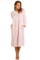 Ladies Camille Pink Full Zip Front Womens Rose Embroidery Housecoat Size 10-24