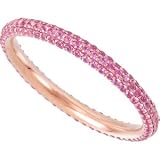 Elegant and Stylish Size 8 Pink Sapphire Eternity Band in 14K Rose Gold, 100% Satisfaction Guaranteed.