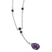 14k White Gold Amethyst & Diamonds Lariat Necklace 17''