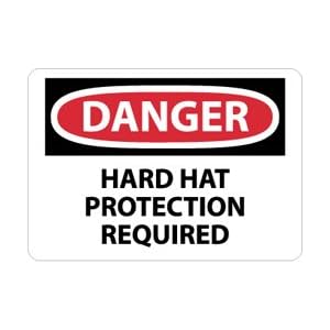 D544RB - Danger Hard Hat Protection Required 10" X 14" .050" Rigid Plastic
