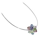 Sterling Silver 1 MM Omega Chain Austrian Swarovski Crystal Multi Color Necklace
