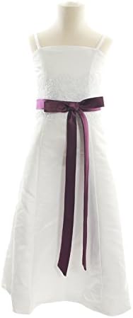 Aolaifei Girl's Spaghetti Strap Dresses With Bow Sash Pageant Girl Dresses ALF0141