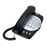 jWIN JTP330BLK Big Button Corded Phone with Flashing Ringer Light, Music on Hold (Black)